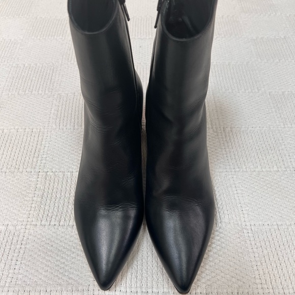 Iris & Ink Black Leather Pointed Toe Ankle Booties Sz. 38 - Picture 2 of 4